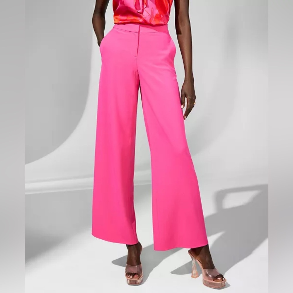 NWT  Tahari ASL Wide Leg Pants Hot Pink Color Size 18